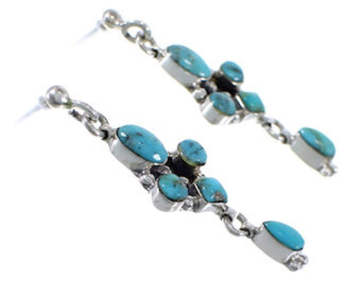 Silver Southwest Turquoise Post Dangle Earrings FX30839